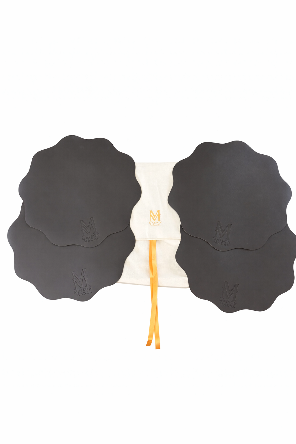 Front Logo Maison Mazal Scalloped Placemat: Coffee Set of 4