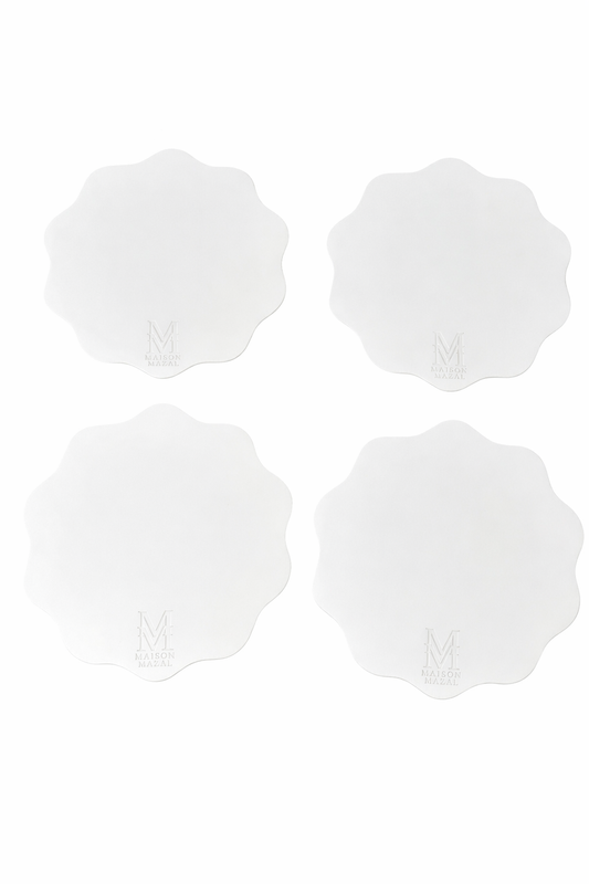 Front Logo Maison Mazal Scalloped Placemat: Off White Set of 4