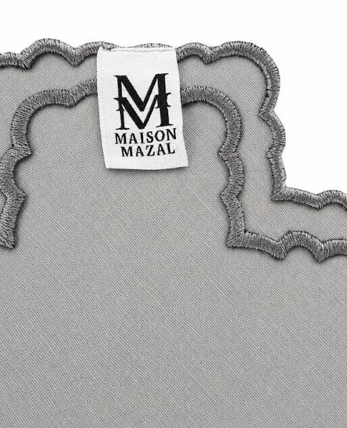 MM Embroidered Napkin Set of 4: Grey