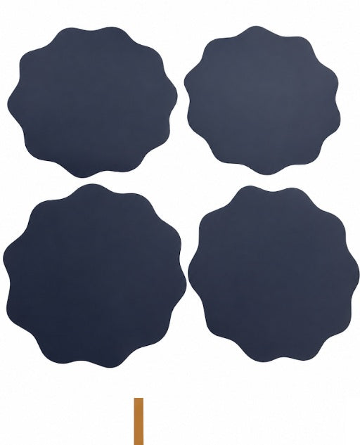 Back Logo Maison Mazal Scalloped Placemat: Navy Set of 4