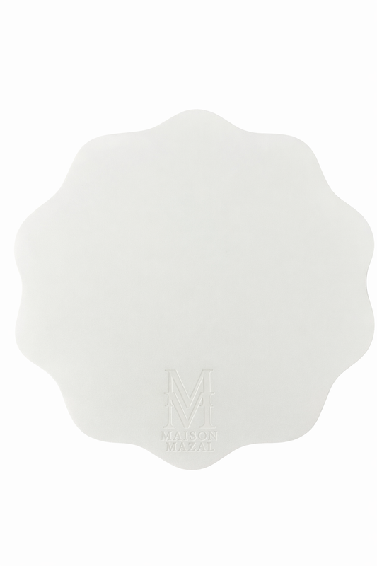 Front Logo Maison Mazal Scalloped Placemat: Off White Set of 4