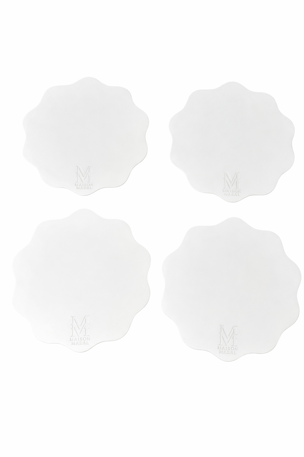 Front Logo Maison Mazal Scalloped Placemat: Off White Set of 4