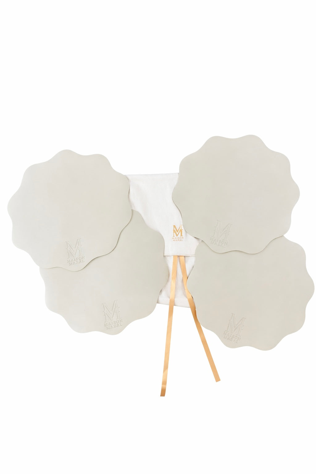 Front Logo Maison Mazal Scalloped Placemat: Light Beige Set of 4
