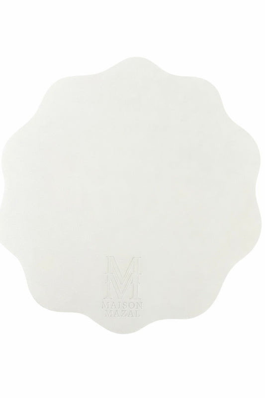Front Logo Maison Mazal Scalloped Placemat: Light Beige Set of 4