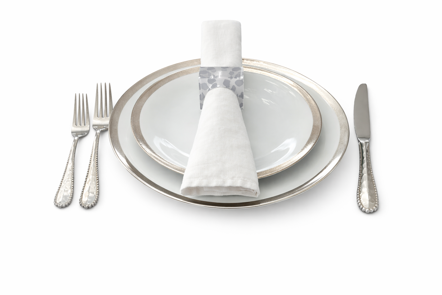 Silver Bloom Napkin Rings - Set of 4