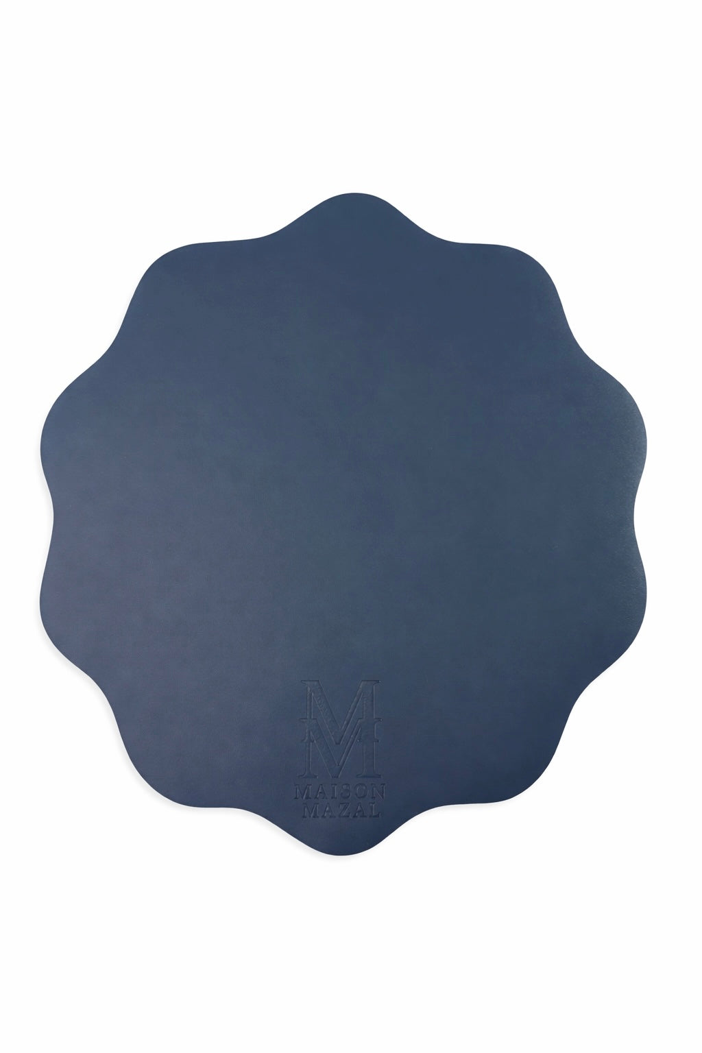 Front Logo Maison Mazal Scalloped Placemat: Navy Set of 4