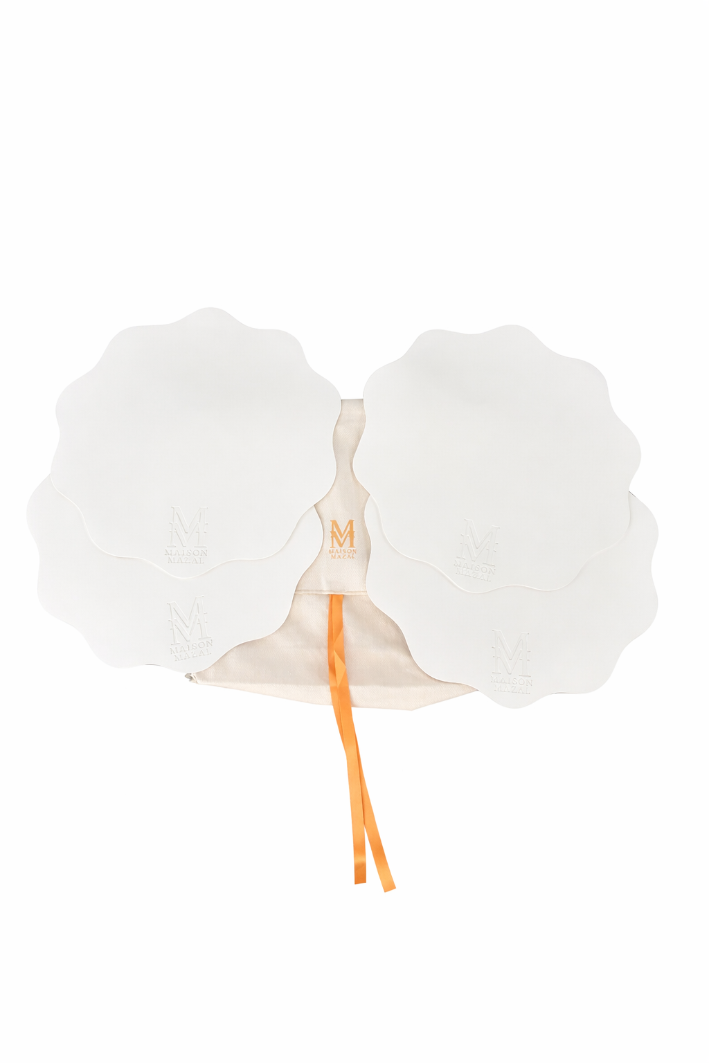 Front Logo Maison Mazal Scalloped Placemat: Off White Set of 4