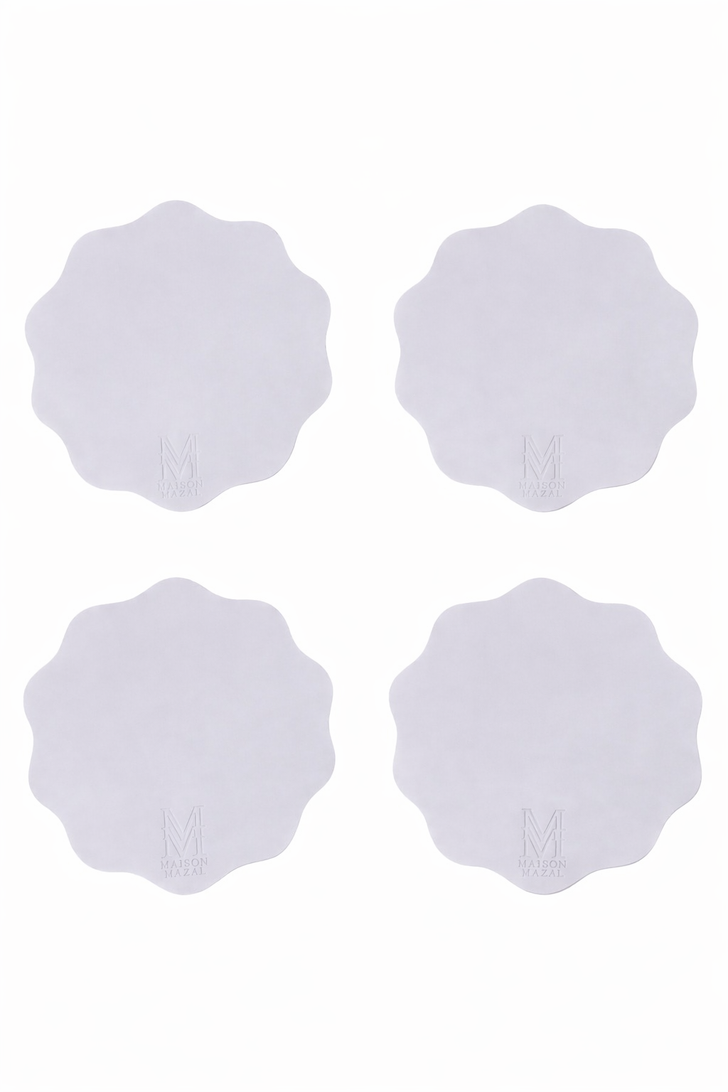 Front Logo Maison Mazal Scalloped Placemats: Lilac Set of 4