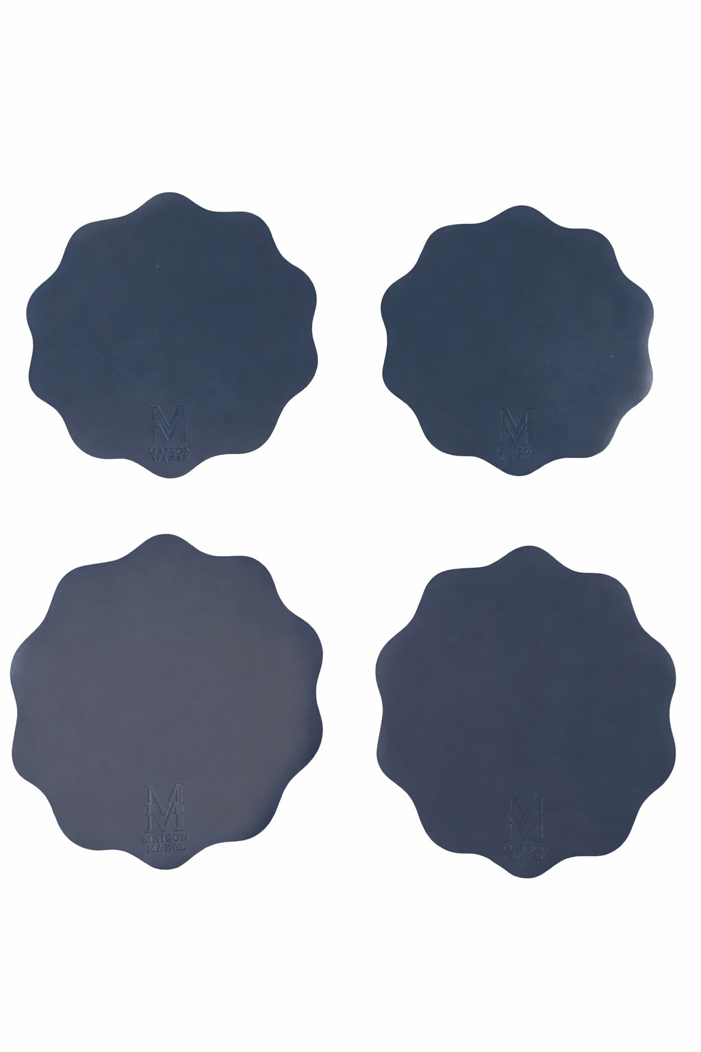Front Logo Maison Mazal Scalloped Placemat: Navy Set of 4