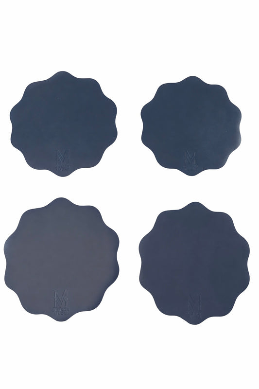 Front Logo Maison Mazal Scalloped Placemat: Navy Set of 4