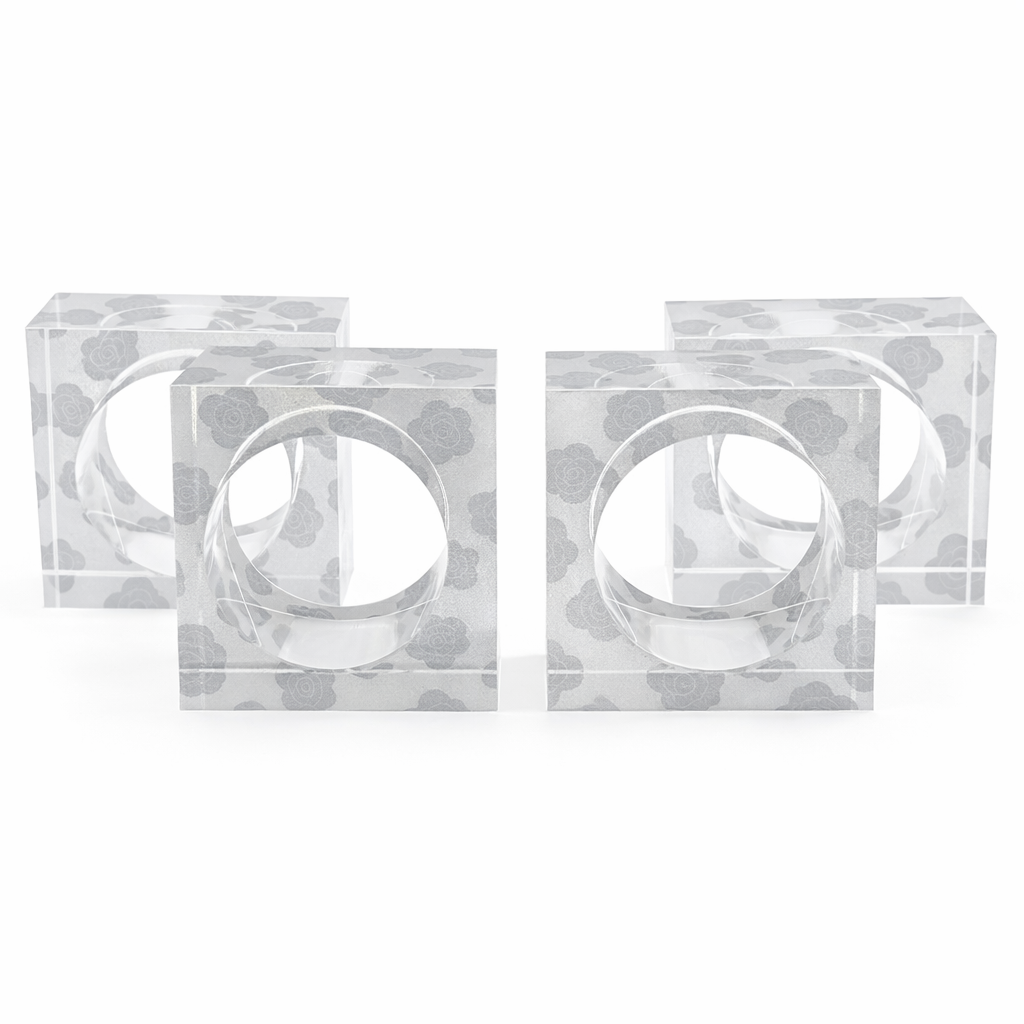 Silver Bloom Napkin Rings - Set of 4