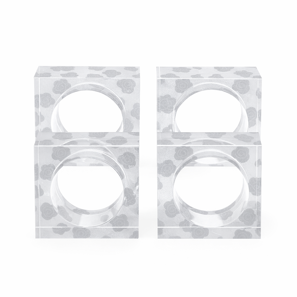 Silver Bloom Napkin Rings - Set of 4