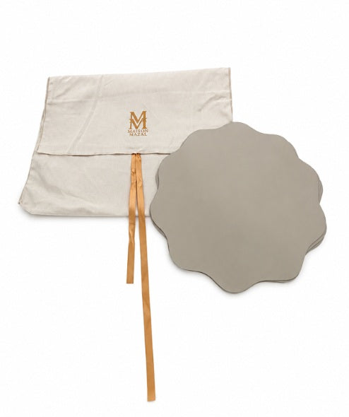 Back Logo Maison Mazal Scalloped Placemat: Taupe