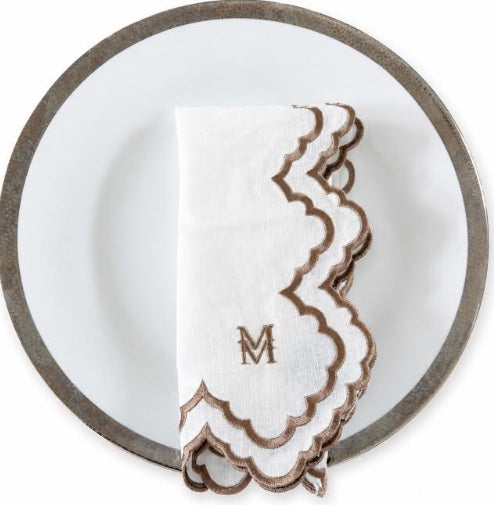 MM Embroidered Napkin Set of 4: Ivory