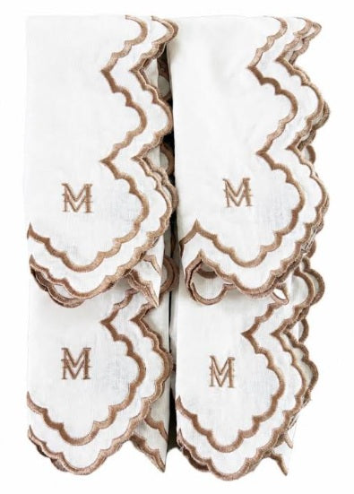 MM Embroidered Napkin Set of 4: Ivory