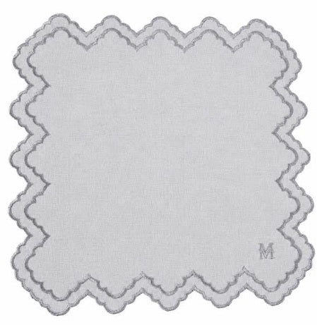 MM Embroidered Napkin Set of 4: Grey