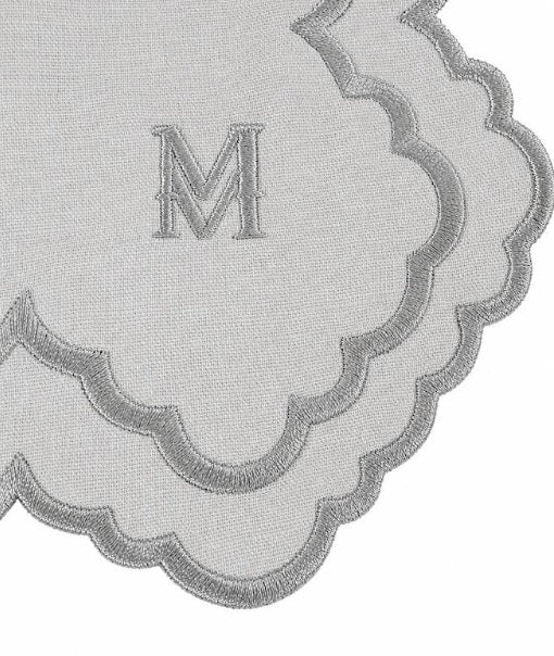 MM Embroidered Napkin Set of 4: Grey