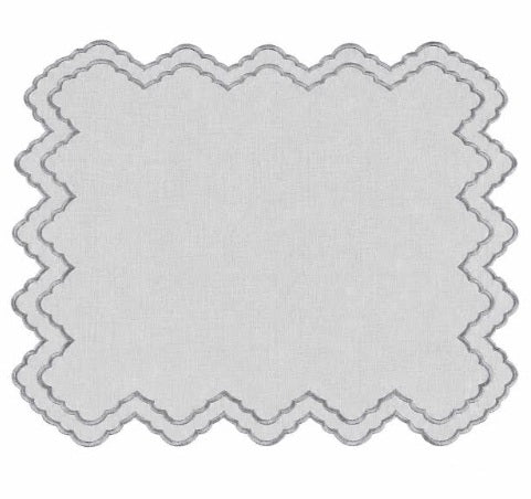 MM Embroidered Placemats Set of 4: Grey