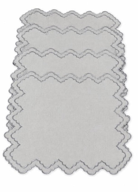 MM Embroidered Placemats Set of 4: Grey
