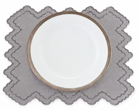 MM Embroidered Placemats Set of 4: Grey