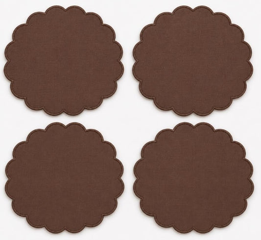 MM Scalloped Placemats Set of 4 - Brown