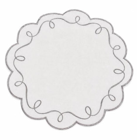 MM Embroidered Scalloped Placemats Set of 4 - Silver