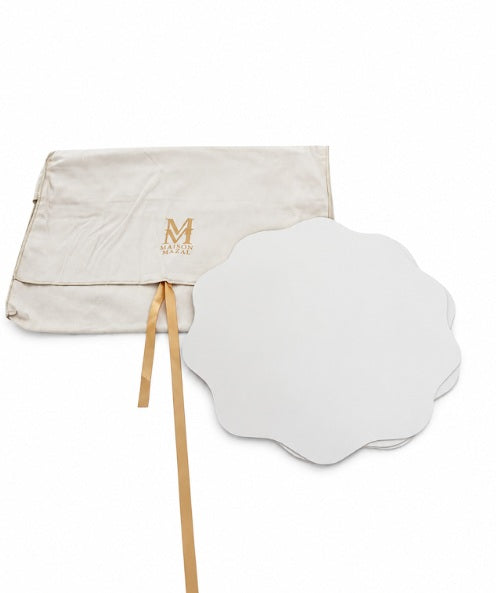 Back Logo Maison Mazal Scalloped Placemat: White